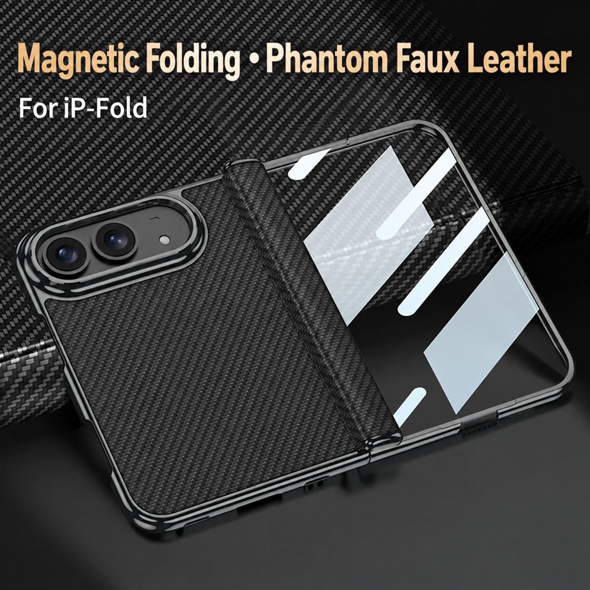 iPhone Duo - Golden Plating Leather Cover Built-in Tempered Glass Screen