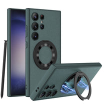 Cargar imagen en el visor de la galería, Ring Bracket Plain Leather Case For Samsung Galaxy S24 S24Ultra