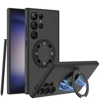 Cargar imagen en el visor de la galería, Ring Bracket Plain Leather Case For Samsung Galaxy S24 S24Ultra