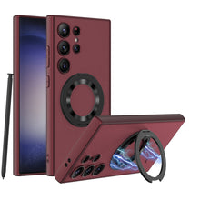 Cargar imagen en el visor de la galería, Ring Bracket Plain Leather Case For Samsung Galaxy S24 S24Ultra