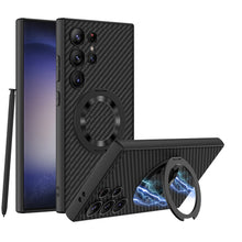 Cargar imagen en el visor de la galería, Ring Bracket Plain Leather Case For Samsung Galaxy S24 S24Ultra