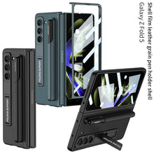 Load image into Gallery viewer, Leather Protective Invisible Bracket S Pen Slot Phone Case With Back Screen Protector For Galaxy Z Fold 5/4/3 5G