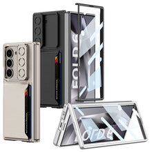 Load image into Gallery viewer, Leather Card Holder Lens Slide Protector Shockproof Phone Case With Screen Protector For Galaxy Z Fold 6