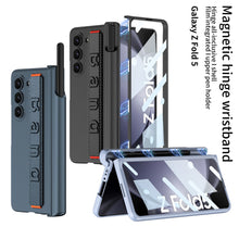 Load image into Gallery viewer, Magnetic Hinge Pen Slot Wristband Holder Phone Case With Back Screen Protector For Samsung Galaxy Z Fold5 Fold4 Fold3 - mycasety2023 Mycasety