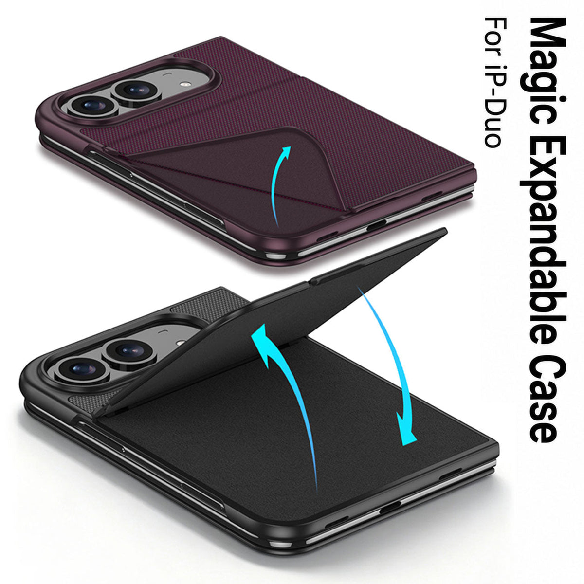 iPhone Duo | Magnetic Flip Phone Case with Expandable Cover & Built-in Folding Stand | 50% OFF