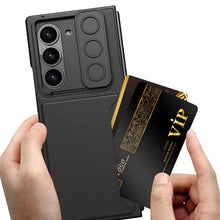 Load image into Gallery viewer, Leather Card Holder Lens Slide Protector Shockproof Phone Case With Screen Protector For Galaxy Z Fold 6
