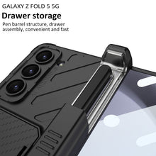 Load image into Gallery viewer, Magnetic Armor All-included Slide Pen Case With Back Screen Glass Hinge Holder Phone Cover For Galaxy Z Fold3 Fold4 Fold5 Fold6