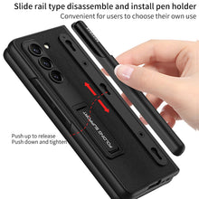 Load image into Gallery viewer, Leather Protective Invisible Bracket S Pen Slot Phone Case With Back Screen Protector For Galaxy Z Fold 5/4/3 5G