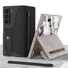 Carregar imagem no visualizador da galeria, Luxurious Suede Cover Shockproof Phone Case With Screen Protector and Pen Slot For Samsung Galaxy Z Fold6