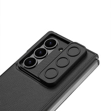 Load image into Gallery viewer, Leather All-inclusive Lens Slide Protector Phone Case With Back Screen Protector For Galaxy Z Fold 6