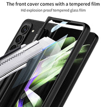 Load image into Gallery viewer, Invisible Bracket S Pen Slot Leather Protective Phone Case With Back Screen Protector For Galaxy Z Fold 5/4/3 5G