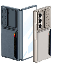Carregar imagem no visualizador da galeria, Leather Card Holder Lens Slide Protector Shockproof Phone Case With Screen Protector For Samsung Galaxy Z Fold 6