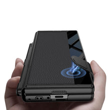 Carregar imagem no visualizador da galeria, Luxurious Leather Cover Shockproof Phone Case With Screen Protector & Pen Slot For Samsung Galaxy Z Fold6