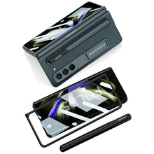 Load image into Gallery viewer, Leather Protective Invisible Bracket S Pen Slot Phone Case With Back Screen Protector For Galaxy Z Fold 5/4/3 5G