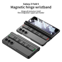 Load image into Gallery viewer, Magnetic Hinge Pen Slot Wristband Holder Phone Case With Back Screen Protector For Samsung Galaxy Z Fold5 Fold4 Fold3 - mycasety2023 Mycasety