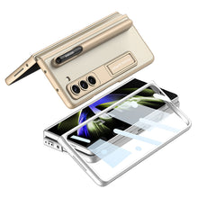 Load image into Gallery viewer, Leather Protective Invisible Bracket S Pen Slot Phone Case With Back Screen Protector For Galaxy Z Fold 5/4/3 5G