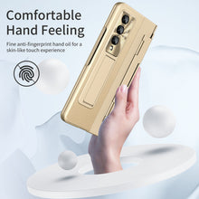 Load image into Gallery viewer, Hinge Folding Leather Magnetic Bracket Shell Electroplated Case For Samsung Galaxy Z Fold3 Fold4 5G With S Pen Slot & Stylus - Mycasety Mycasety