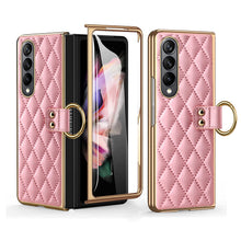 Load image into Gallery viewer, Luxurious Leather Ring Holder Protective Phone Case With Front Protection Film For Samsung Galaxy Z Fold5 Fold4 Fold3 - Mycasety Mycasety
