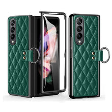 Load image into Gallery viewer, Luxurious Leather Ring Holder Protective Phone Case With Front Protection Film For Samsung Galaxy Z Fold5 Fold4 Fold3 - Mycasety Mycasety