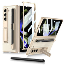 Load image into Gallery viewer, Slim Leather Samsung Galaxy Z Fold 5 Case with Front Screen Tempered Glass Protector & Pen Slot & Stylus - Mycasety Mycasety