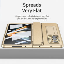 Load image into Gallery viewer, Hinge Folding Leather Magnetic Bracket Shell Electroplated Case For Samsung Galaxy Z Fold3 Fold4 5G With S Pen Slot & Stylus - Mycasety Mycasety
