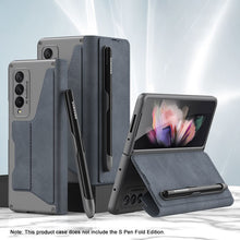 Load image into Gallery viewer, Leather Pen Holder Armor Back Case For Samsung Galaxy Z Fold3 Fold4 5G - Mycasety Mycasety