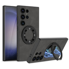 Cargar imagen en el visor de la galería, Ring Bracket Plain Leather Case For Samsung Galaxy S24 S24Ultra