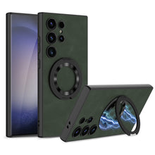 Cargar imagen en el visor de la galería, Ring Bracket Plain Leather Case For Samsung Galaxy S24 S24Ultra