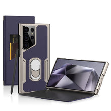 Load image into Gallery viewer, Luxury Leather Electroplated Protective Cover With Invisible Bracket And Card Holder For Samsung Galaxy S24 S23 Ultra