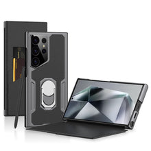 Load image into Gallery viewer, Luxury Leather Electroplated Protective Cover With Invisible Bracket And Card Holder For Samsung Galaxy S24 S23 Ultra