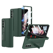 Load image into Gallery viewer, Magnetic Hinge Holder Protective Pen Case Leather Phone Case With Back Screen Glass For Samsung Galaxy Z Fold3 Fold4 Fold5 5G - Mycasety Mycasety