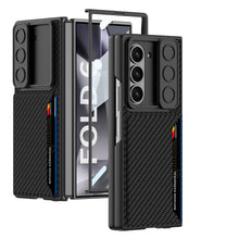 Carregar imagem no visualizador da galeria, Leather Card Holder Lens Slide Protector Shockproof Phone Case With Screen Protector For Samsung Galaxy Z Fold 6