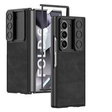 Cargar imagen en el visor de la galería, Leather Lens Slide Protector Shockproof Phone Case With Screen Protector For Samsung Galaxy Z Fold 6
