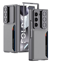 Carregar imagem no visualizador da galeria, Leather Card Holder Lens Slide Protector Shockproof Phone Case With Screen Protector For Samsung Galaxy Z Fold 6