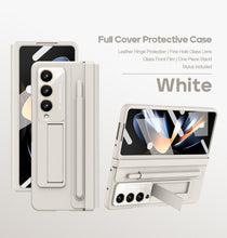 Load image into Gallery viewer, Leather Anti-fall Protective Pen Slot Phone Case With Front Protection Film & Stylus For Samsung Galaxy Z Fold5 Fold4 - Mycasety Mycasety