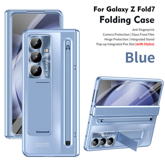 Armor Electroplated Anti-fall Protective Phone Case With Pen Tray Shell and Film For Galaxy Z Fold 7/6/5/4