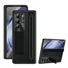 Load image into Gallery viewer, Leather Golden Electroplated Phone Case With Back Screen Glass and Stylus For Galaxy Z Fold 7/6/5/4