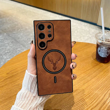 Load image into Gallery viewer, Luxury For Magnetic Wireless Charging Leather Phone Case For Samsung Galaxy S24 S23 S22 S21 Plus Ultra Cover Elk Deer Shell