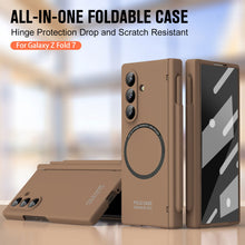 Load image into Gallery viewer, Frosted Silicone Magnetic Hinge Protective Phone Case With Pen Slot & Stylus & Glass Film For Galaxy Z Fold Series