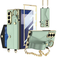 Load image into Gallery viewer, Luxurious Leather Phone Cover With Metal Chain & Wristband For Galaxy Z Fold 7/6
