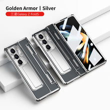 Load image into Gallery viewer, Plated Transparent Galaxy Z Fold5 Fold4 Fold3 Case with Front Screen Protector & Flat Hinge Protection & Kick-Stand - mycasety2023 Mycasety