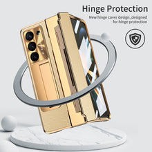 Load image into Gallery viewer, Plating Leather Galaxy Z Fold5 Fold4 Fold3 Case with Front Screen Protector & Flat Hinge Protection & Hidden Stand - mycasety2023 Mycasety
