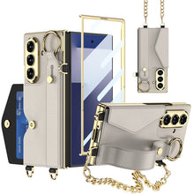Load image into Gallery viewer, Luxurious Leather Phone Cover With Metal Chain & Wristband For Galaxy Z Fold 7/6
