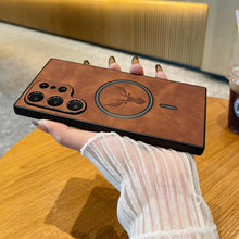 Load image into Gallery viewer, Luxury For Magnetic Wireless Charging Leather Phone Case For Samsung Galaxy S24 S23 S22 S21 Plus Ultra Cover Elk Deer Shell