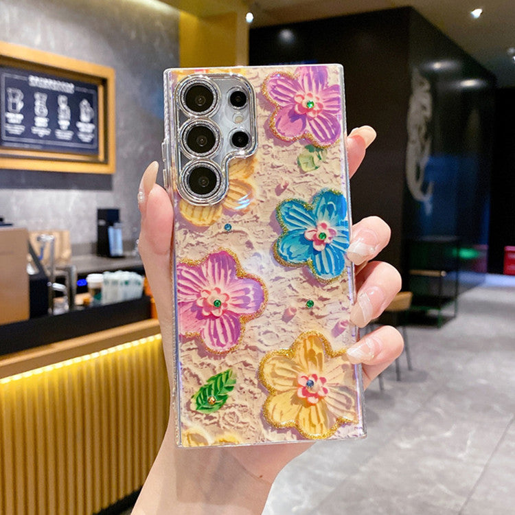 Oil Painting Flower Fashion Samsung Galaxy S22 S23 S24 Case with Lens Protection