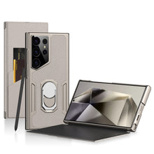 Load image into Gallery viewer, Luxury Leather Electroplated Protective Cover With Invisible Bracket And Card Holder For Samsung Galaxy S24 S23 Ultra