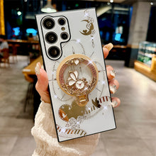 Load image into Gallery viewer, Luxury Bling Shiny Diamond For Samsung Galaxy S24 Ultra 5G S23 FE S22 Plus A14 A54 A15 A35 A55 Case Rose Ring Holder Stand Cover