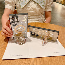 Load image into Gallery viewer, Luxury Bling Shiny Diamond For Samsung Galaxy S24 Ultra 5G S23 FE S22 Plus A14 A54 A15 A35 A55 Case Rose Ring Holder Stand Cover