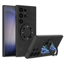 Cargar imagen en el visor de la galería, Ring Bracket Plain Leather Case For Samsung Galaxy S24 S24Ultra