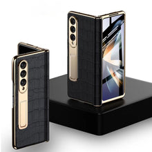 Load image into Gallery viewer, Handmade Leather Crocodile Pattern Phone Case With Back Screen Protector For Samsung Galaxy Z Fold4 5G - Mycasety Mycasety